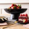 imageoverampampback Stoneware Large Footed Food Bowl  Kitchen and Dining Room Stand Perfect for Fruit Bread Candy and More  11quot D x 49quot H  23 Quarts  SemiMatte WhiteBlack