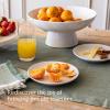 imageoverampampback Stoneware Large Footed Food Bowl  Kitchen and Dining Room Stand Perfect for Fruit Bread Candy and More  11quot D x 49quot H  23 Quarts  SemiMatte WhiteWhite