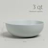 imageoverampampback Stoneware Large Footed Food Bowl  Kitchen and Dining Room Stand Perfect for Fruit Bread Candy and More  11quot D x 49quot H  23 Quarts  SemiMatte WhiteFog Blue