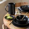 imageoverampampback Stoneware Plates  Dish Set with 4 Appetizer Plates  4Piece AllOccasion Place Settings  Elegant Dinnerware Sets for Home and Kitchen  63quot x 63quot  SemiMatte WhiteBlack