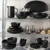 imageoverampampback Stoneware Plates  Dish Set with 4 Appetizer Plates  4Piece AllOccasion Place Settings  Elegant Dinnerware Sets for Home and Kitchen  63quot x 63quot  SemiMatte WhiteBlack