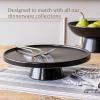 imageoverampampback Stoneware Round Cake Stand  Dessert Holder Perfect for Pies Cakes Cupcakes Sweets and More  AllOccasion Decorative Display Dish  111quot D x 3quot H  SemiMatte WhiteBlack
