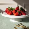 imageoverampampback Stoneware Round Cake Stand  Dessert Holder Perfect for Pies Cakes Cupcakes Sweets and More  AllOccasion Decorative Display Dish  111quot D x 3quot H  SemiMatte WhiteWhite