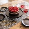 imageoverampampback Stoneware Round Cake Stand  Dessert Holder Perfect for Pies Cakes Cupcakes Sweets and More  AllOccasion Decorative Display Dish  111quot D x 3quot H  SemiMatte WhiteBlack