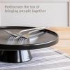 imageoverampampback Stoneware Round Cake Stand  Dessert Holder Perfect for Pies Cakes Cupcakes Sweets and More  AllOccasion Decorative Display Dish  111quot D x 3quot H  SemiMatte WhiteBlack