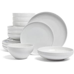 imageoverampampback Coupe Dinnerware Set  Porcelain Dishes  Comes with 4 Dinner Plates 4 Salad Plates 4 Cereal Bowls and 4 Dinner Bowls  16Piece AllOccasion Place Settings  Glossy WhiteDinner Set  16 Pieces