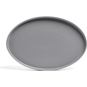 imageoverampampback Stackable Stoneware Serving Platter  Elegant 1Piece Oval Serving Platter to Complete Your Kitchen Set  Perfect for Appetizers Desserts and More  16quot L x 11quot W  Glossy WhiteCharcoal