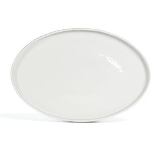imageoverampampback Stackable Stoneware Serving Platter  Elegant 1Piece Oval Serving Platter to Complete Your Kitchen Set  Perfect for Appetizers Desserts and More  16quot L x 11quot W  Glossy WhiteGlossy White