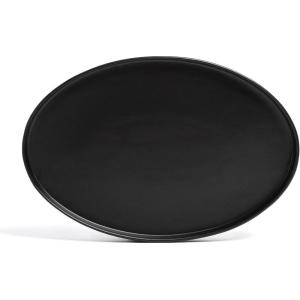 imageoverampampback Stackable Stoneware Serving Platter  Elegant 1Piece Oval Serving Platter to Complete Your Kitchen Set  Perfect for Appetizers Desserts and More  16quot L x 11quot W  Glossy WhiteBlack