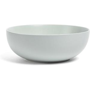 imageoverampampback Stoneware Large Footed Food Bowl  Kitchen and Dining Room Stand Perfect for Fruit Bread Candy and More  11quot D x 49quot H  23 Quarts  SemiMatte WhiteFog Blue