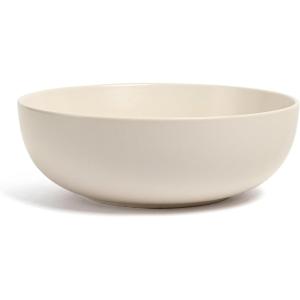 imageoverampampback Stoneware Large Footed Food Bowl  Kitchen and Dining Room Stand Perfect for Fruit Bread Candy and More  11quot D x 49quot H  23 Quarts  SemiMatte WhiteIvory