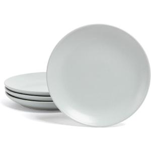 imageoverampampback Stoneware Plates  Dish Set with 4 Appetizer Plates  4Piece AllOccasion Place Settings  Elegant Dinnerware Sets for Home and Kitchen  63quot x 63quot  SemiMatte WhiteFog Blue