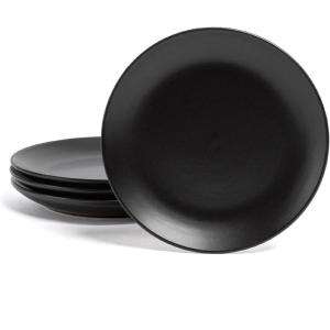 imageoverampampback Stoneware Plates  Dish Set with 4 Appetizer Plates  4Piece AllOccasion Place Settings  Elegant Dinnerware Sets for Home and Kitchen  63quot x 63quot  SemiMatte WhiteBlack