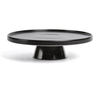 imageoverampampback Stoneware Round Cake Stand  Dessert Holder Perfect for Pies Cakes Cupcakes Sweets and More  AllOccasion Decorative Display Dish  111quot D x 3quot H  SemiMatte WhiteBlack