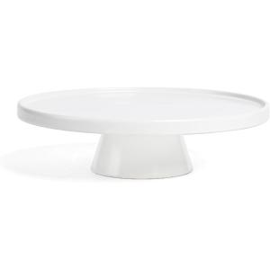 imageoverampampback Stoneware Round Cake Stand  Dessert Holder Perfect for Pies Cakes Cupcakes Sweets and More  AllOccasion Decorative Display Dish  111quot D x 3quot H  SemiMatte WhiteWhite