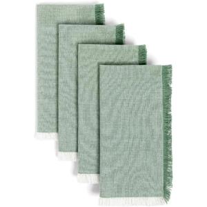 imageoverampampback Washed 100 Linen Cloth Napkins  Washable Napkins Set for Mixing Matching and Creating a Custom Home Decor Tablescape  BlueGreen Frayed