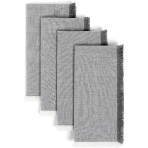 imageoverampampback Washed 100 Linen Cloth Napkins  Washable Napkins Set for Mixing Matching and Creating a Custom Home Decor Tablescape  BlueGrey Frayed