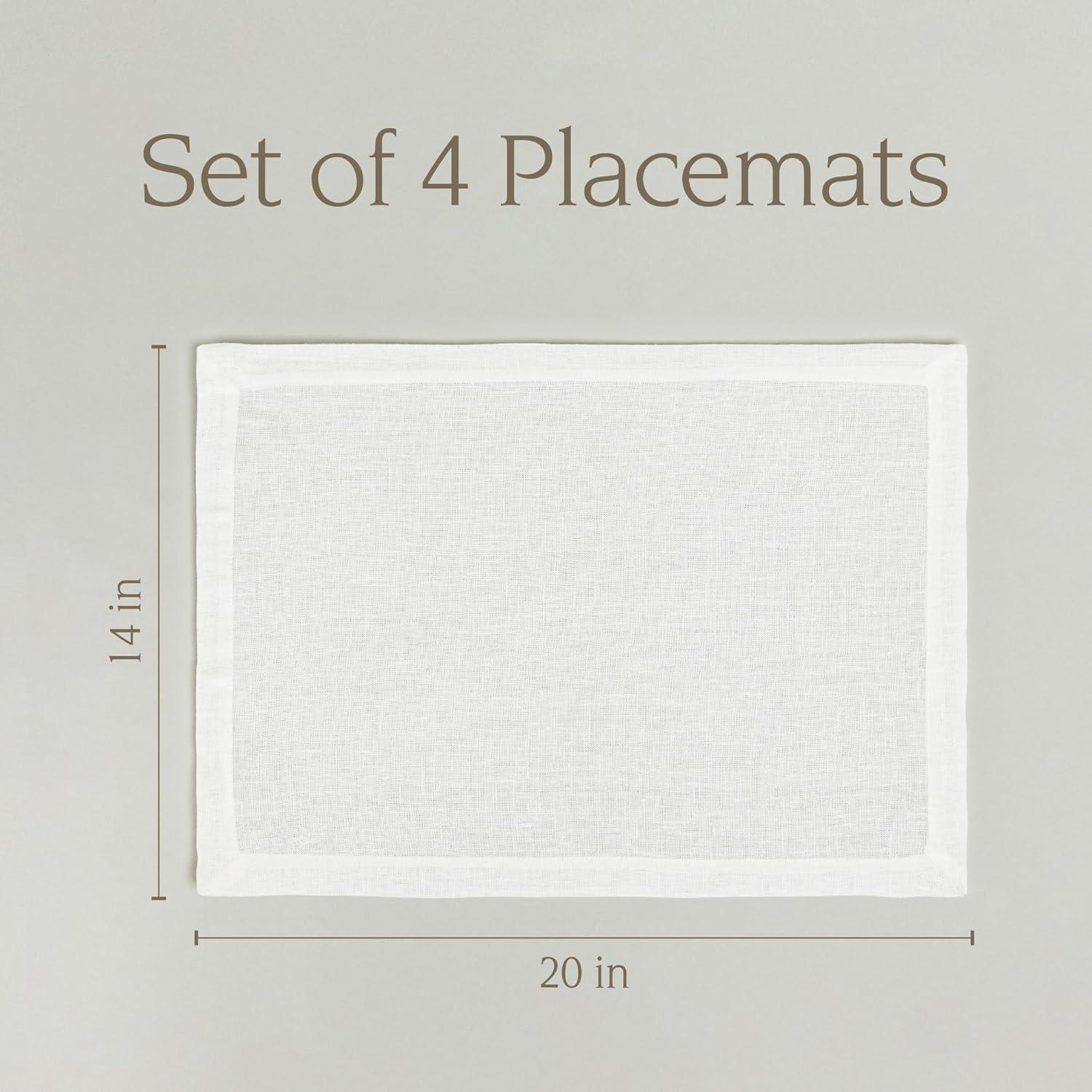 imageoverampampback Set of 4 Washed 100Linen Woven Placemats  Colorful Dining Table Mat  Machine Washable  Kitchen and Home Decor  BlueIvory