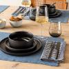 imageoverampampback Set of 4 Washed 100Linen Woven Placemats  Colorful Dining Table Mat  Machine Washable  Kitchen and Home Decor  BlueBlue
