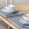 imageoverampampback Set of 4 Washed 100Linen Woven Placemats  Colorful Dining Table Mat  Machine Washable  Kitchen and Home Decor  BlueBlue Frayed