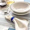 imageoverampampback Set of 4 Washed 100Linen Woven Placemats  Colorful Dining Table Mat  Machine Washable  Kitchen and Home Decor  BlueBlue Reversible Stripe