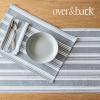 imageoverampampback Set of 4 Washed 100Linen Woven Placemats  Colorful Dining Table Mat  Machine Washable  Kitchen and Home Decor  BlueBlue Woven Stripe