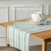 imageoverampampback Set of 4 Washed 100Linen Woven Placemats  Colorful Dining Table Mat  Machine Washable  Kitchen and Home Decor  BlueGreen Woven Stripe