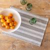 imageoverampampback Set of 4 Washed 100Linen Woven Placemats  Colorful Dining Table Mat  Machine Washable  Kitchen and Home Decor  BlueGrey Woven Stripe