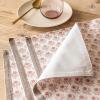 imageoverampampback Set of 4 Washed 100Linen Woven Placemats  Colorful Dining Table Mat  Machine Washable  Kitchen and Home Decor  BluePink Bloom