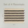 imageoverampampback Set of 4 Washed 100Linen Woven Placemats  Colorful Dining Table Mat  Machine Washable  Kitchen and Home Decor  BlueWoven Chevron