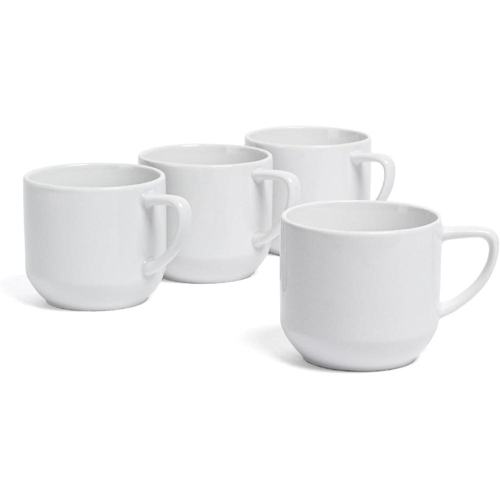 imageoverampampback Coupe Porcelain Coffee Mugs  4Piece Mug Set  Enjoy the Perfect Cup of Coffee Tea Latte and More  Glossy White  14 OzMugs  4 Pieces
