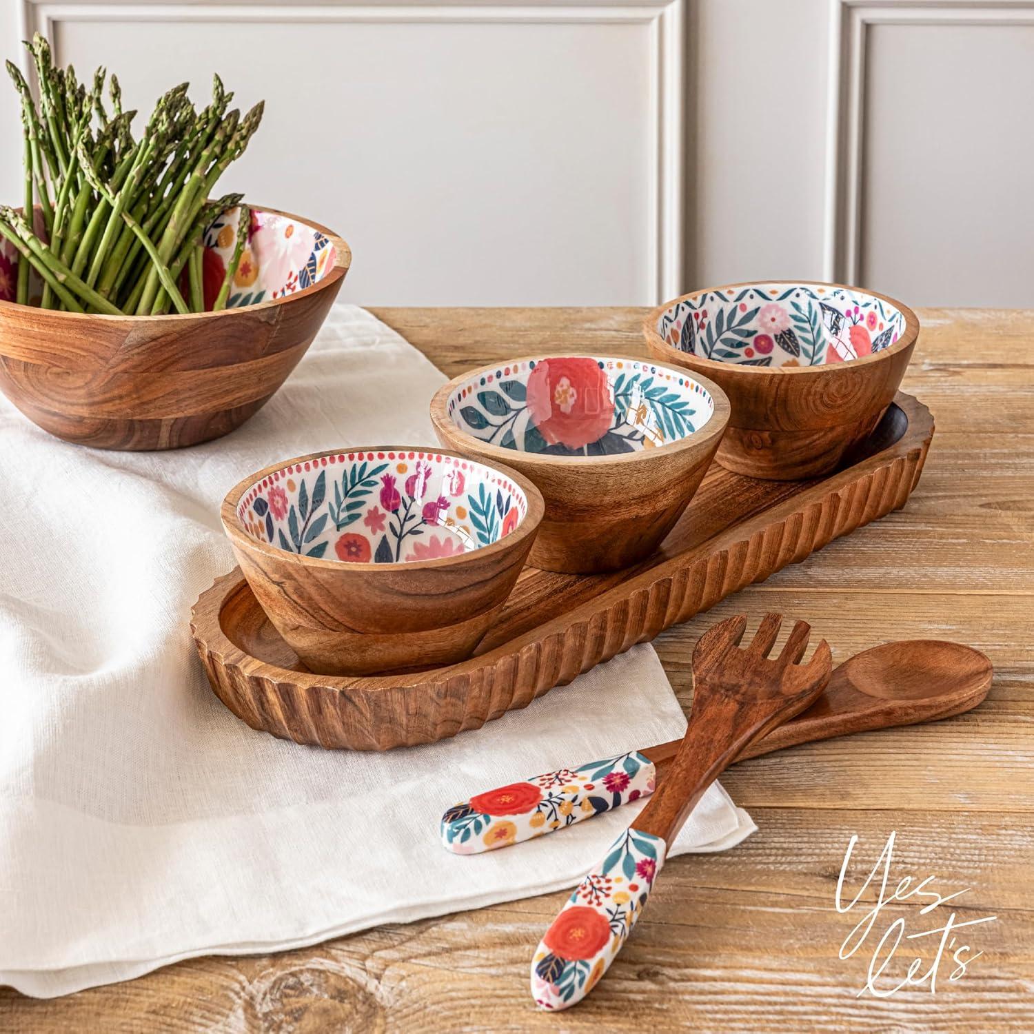 imageoverampampback 2pc 12quot Wooden Serving Utensils by Jess Phoenix  Wood Fork and Spoon Set to Serve Meals and Mix Salad  Pairs with all our Acacia ServewareServing Set