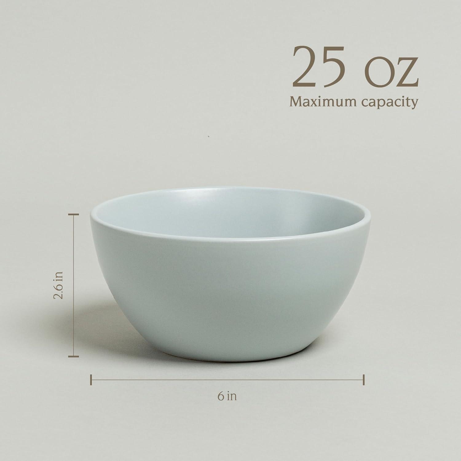 imageoverampampback Coupe Cereal Bowl Set  Stoneware Dishes  Comes with 4 Cereal Bowls  EasytoStack Breakfast Place Settings  6quot x 6quot x 26quot  25oz  SemiMatte WhiteFog Blue