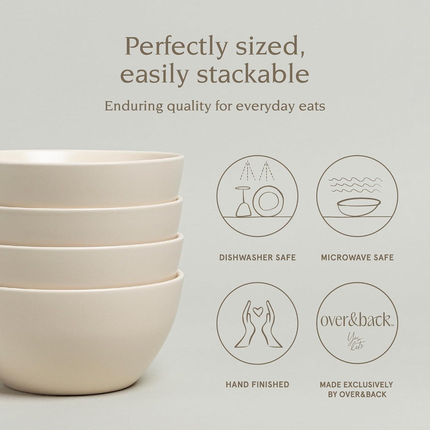 imageoverampampback Coupe Cereal Bowl Set  Stoneware Dishes  Comes with 4 Cereal Bowls  EasytoStack Breakfast Place Settings  6quot x 6quot x 26quot  25oz  SemiMatte WhiteIvory