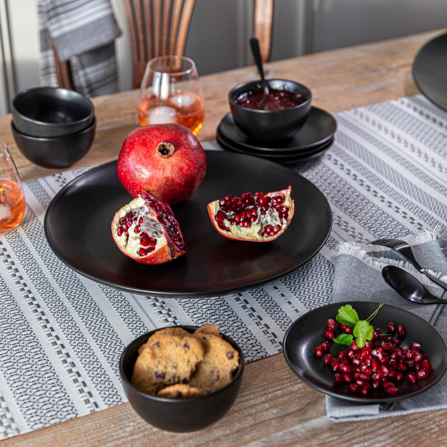 imageoverampampback Coupe Cereal Bowl Set  Stoneware Dishes  Comes with 4 Cereal Bowls  EasytoStack Breakfast Place Settings  6quot x 6quot x 26quot  25oz  SemiMatte WhiteBlack