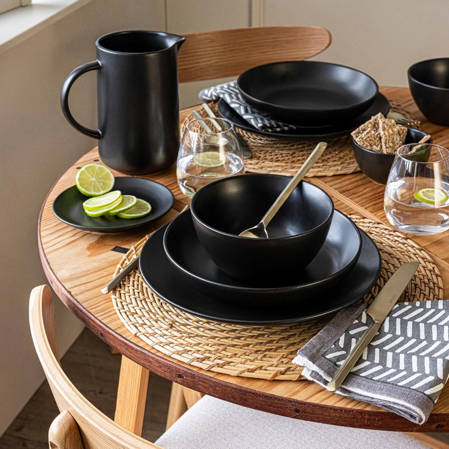 imageoverampampback Coupe Cereal Bowl Set  Stoneware Dishes  Comes with 4 Cereal Bowls  EasytoStack Breakfast Place Settings  6quot x 6quot x 26quot  25oz  SemiMatte WhiteBlack