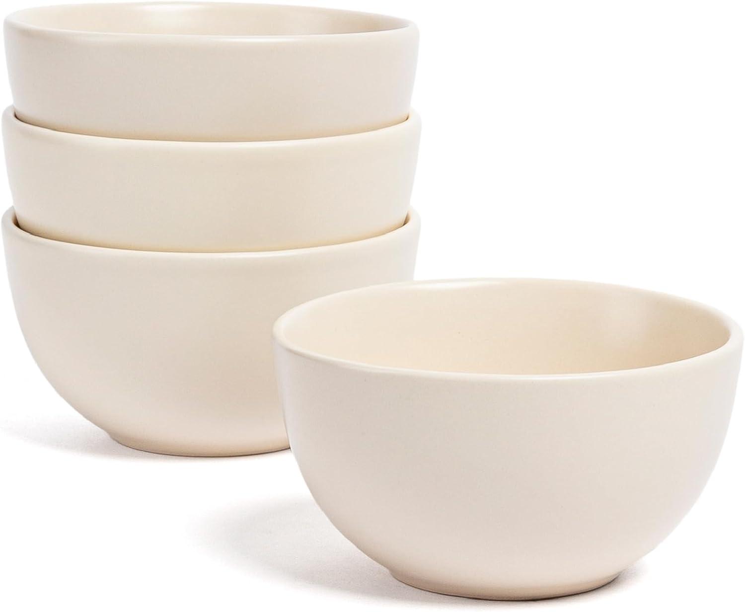 imageoverampampback Coupe Cereal Bowl Set  Stoneware Dishes  Comes with 4 Cereal Bowls  EasytoStack Breakfast Place Settings  6quot x 6quot x 26quot  25oz  SemiMatte WhiteIvory