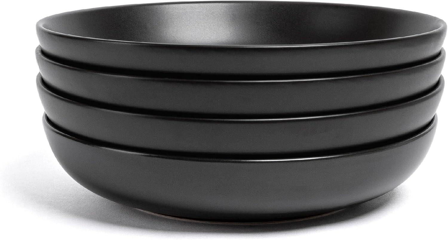 imageoverampampback Coupe Cereal Bowl Set  Stoneware Dishes  Comes with 4 Cereal Bowls  EasytoStack Breakfast Place Settings  6quot x 6quot x 26quot  25oz  SemiMatte WhiteBlack