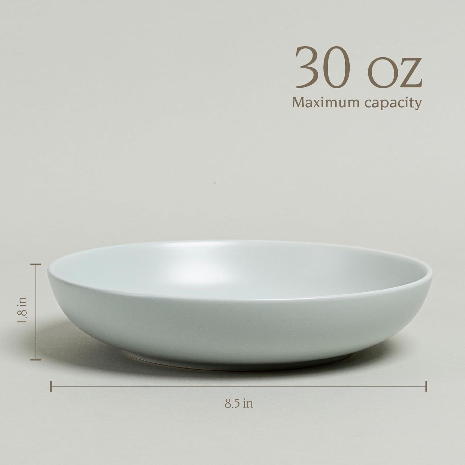 imageoverampampback Coupe Cereal Bowl Set  Stoneware Dishes  Comes with 4 Cereal Bowls  EasytoStack Breakfast Place Settings  6quot x 6quot x 26quot  25oz  SemiMatte WhiteFog Blue