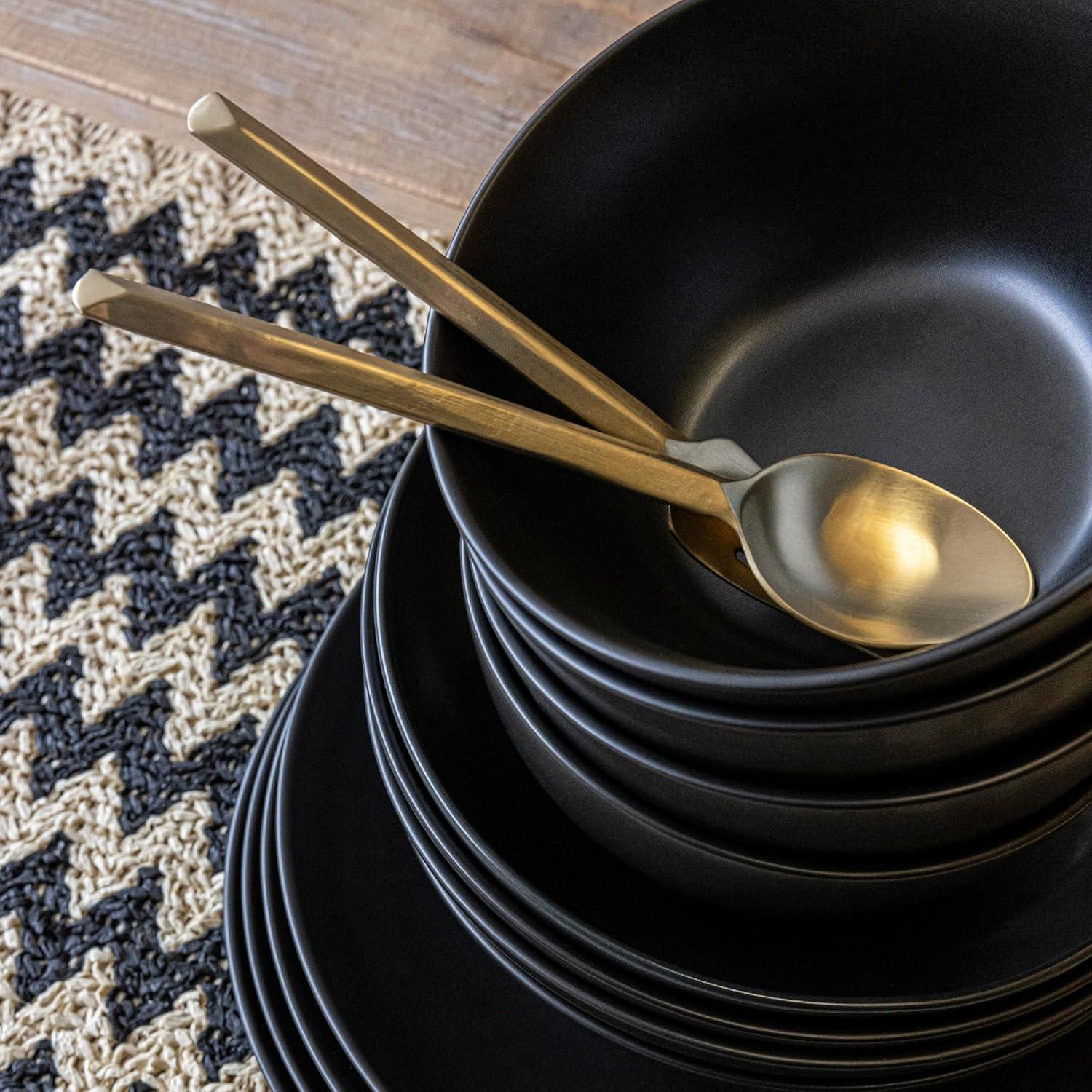 imageoverampampback Coupe Cereal Bowl Set  Stoneware Dishes  Comes with 4 Cereal Bowls  EasytoStack Breakfast Place Settings  6quot x 6quot x 26quot  25oz  SemiMatte WhiteBlack