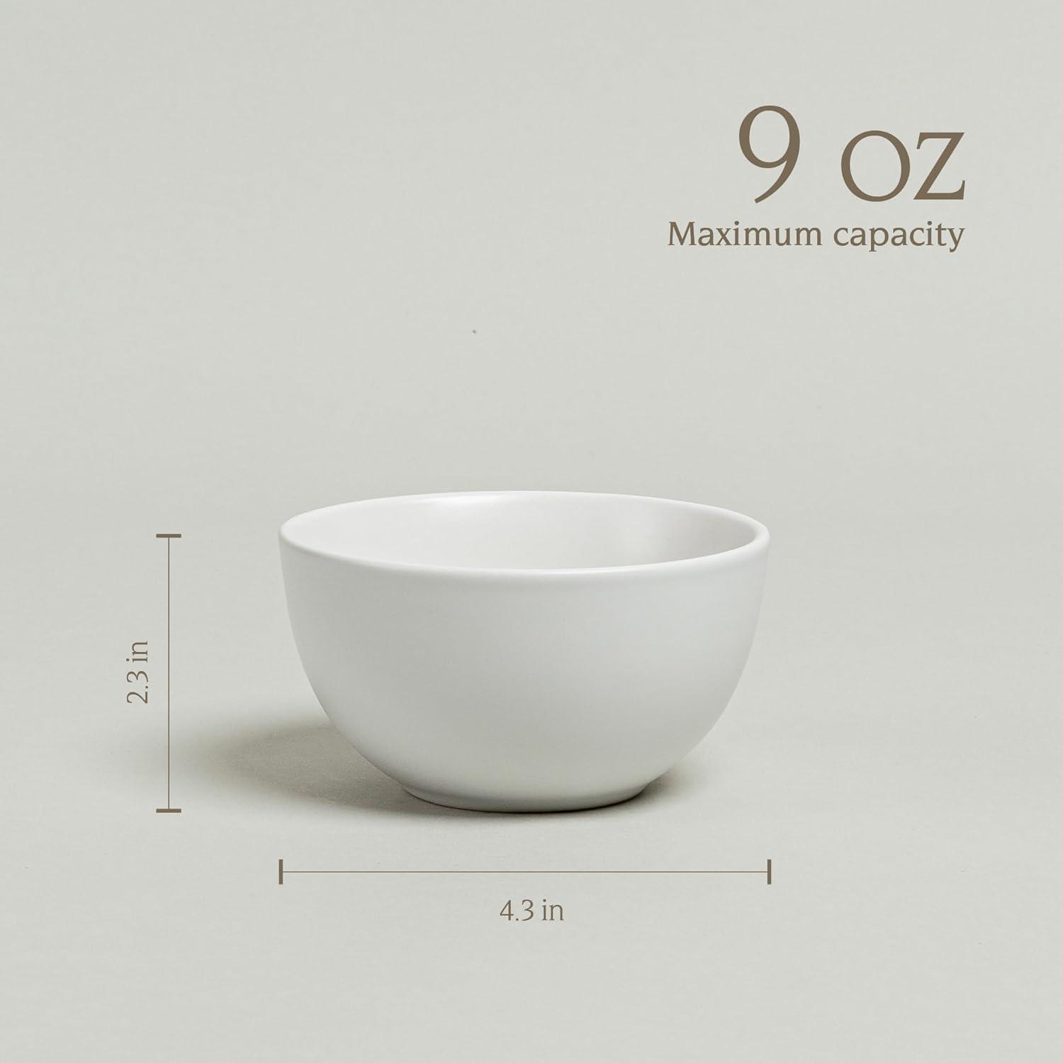 imageoverampampback Coupe Cereal Bowl Set  Stoneware Dishes  Comes with 4 Cereal Bowls  EasytoStack Breakfast Place Settings  6quot x 6quot x 26quot  25oz  SemiMatte WhiteWhite