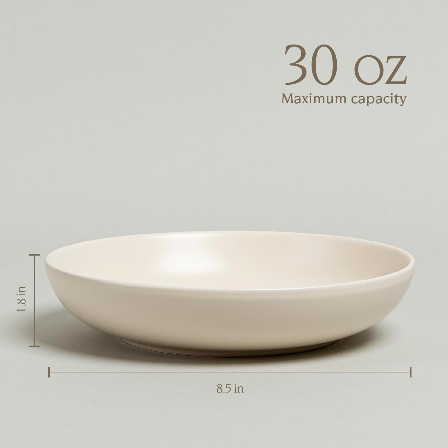 imageoverampampback Coupe Cereal Bowl Set  Stoneware Dishes  Comes with 4 Cereal Bowls  EasytoStack Breakfast Place Settings  6quot x 6quot x 26quot  25oz  SemiMatte WhiteIvory