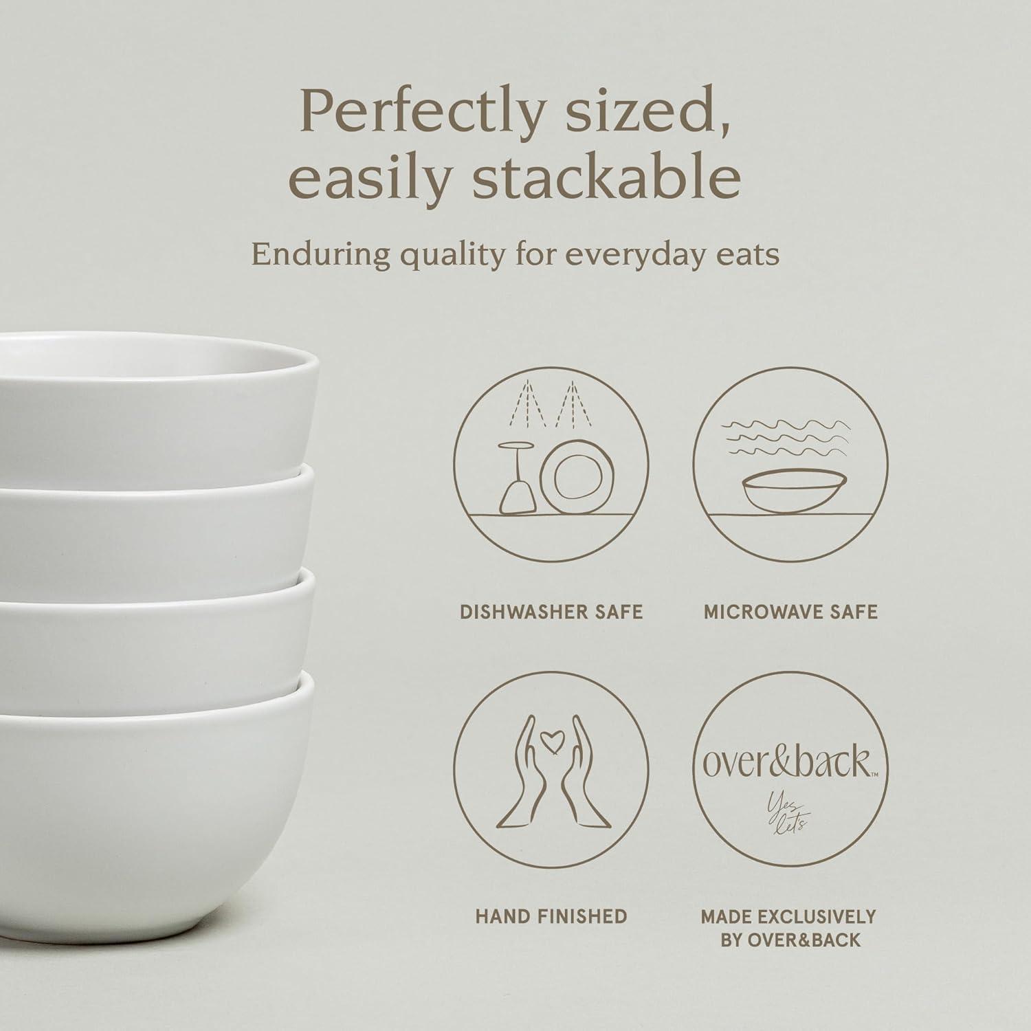 imageoverampampback Coupe Cereal Bowl Set  Stoneware Dishes  Comes with 4 Cereal Bowls  EasytoStack Breakfast Place Settings  6quot x 6quot x 26quot  25oz  SemiMatte WhiteWhite