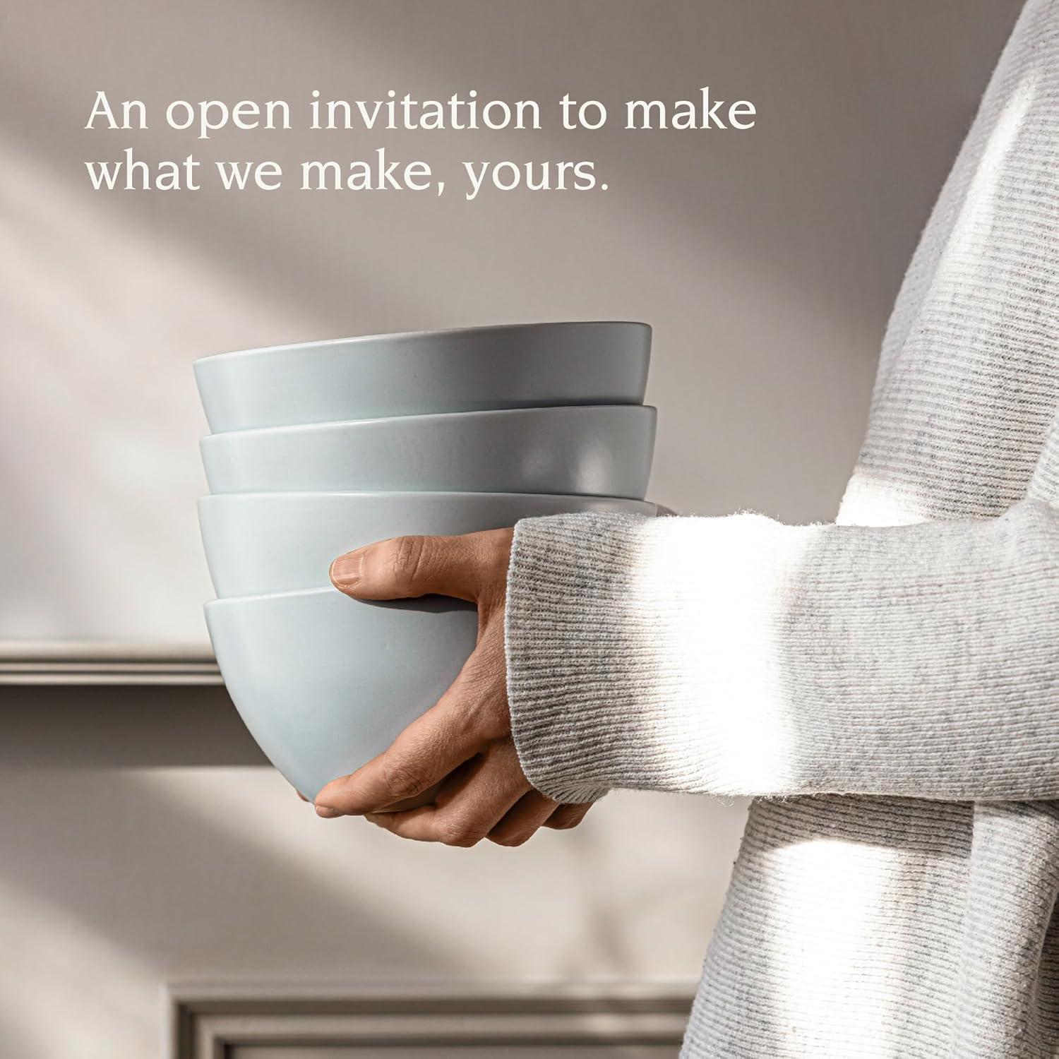 imageoverampampback Coupe Cereal Bowl Set  Stoneware Dishes  Comes with 4 Cereal Bowls  EasytoStack Breakfast Place Settings  6quot x 6quot x 26quot  25oz  SemiMatte WhiteFog Blue