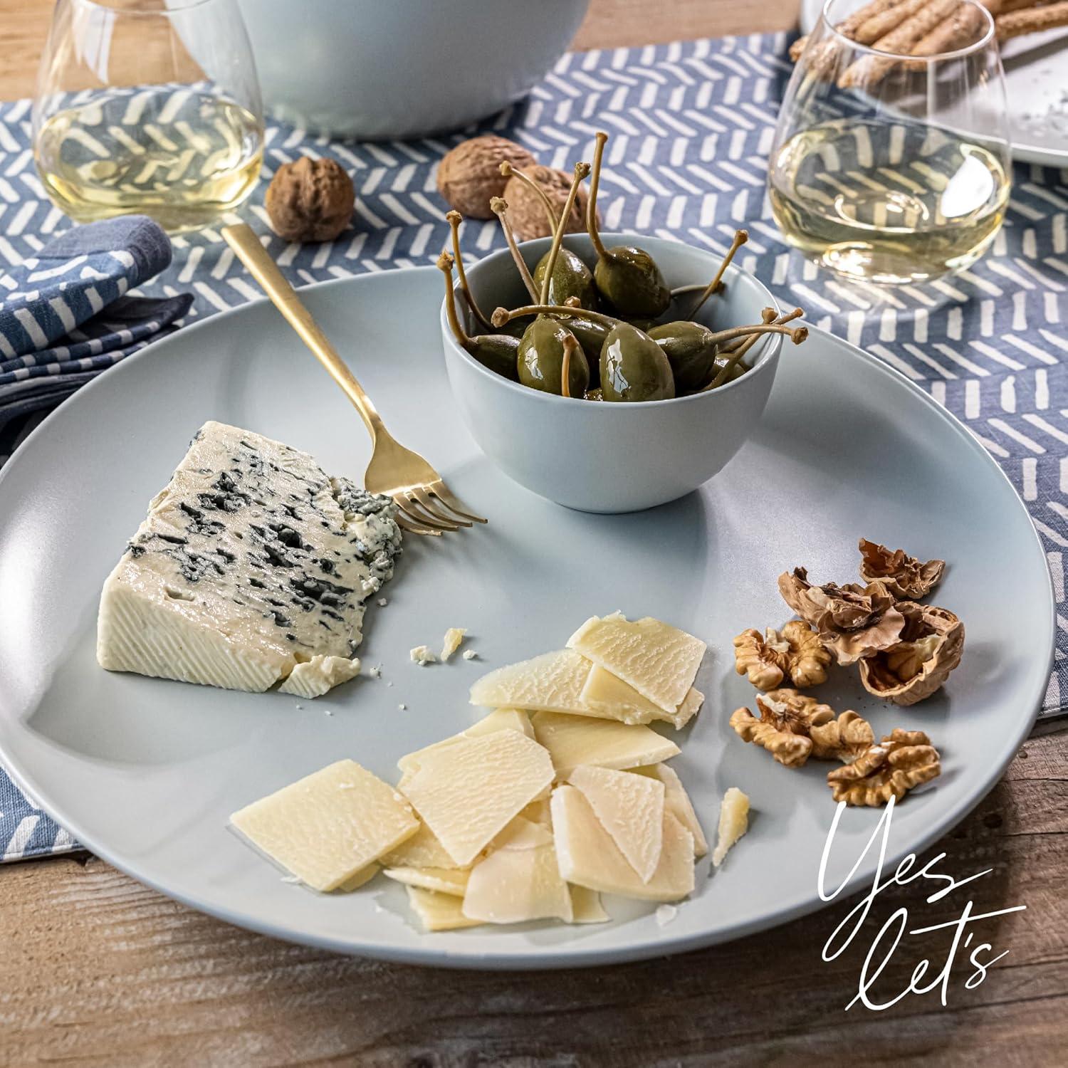 imageoverampampback Coupe Cereal Bowl Set  Stoneware Dishes  Comes with 4 Cereal Bowls  EasytoStack Breakfast Place Settings  6quot x 6quot x 26quot  25oz  SemiMatte WhiteFog Blue