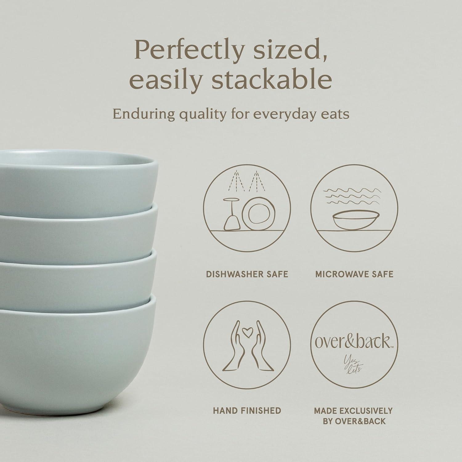 imageoverampampback Coupe Cereal Bowl Set  Stoneware Dishes  Comes with 4 Cereal Bowls  EasytoStack Breakfast Place Settings  6quot x 6quot x 26quot  25oz  SemiMatte WhiteFog Blue