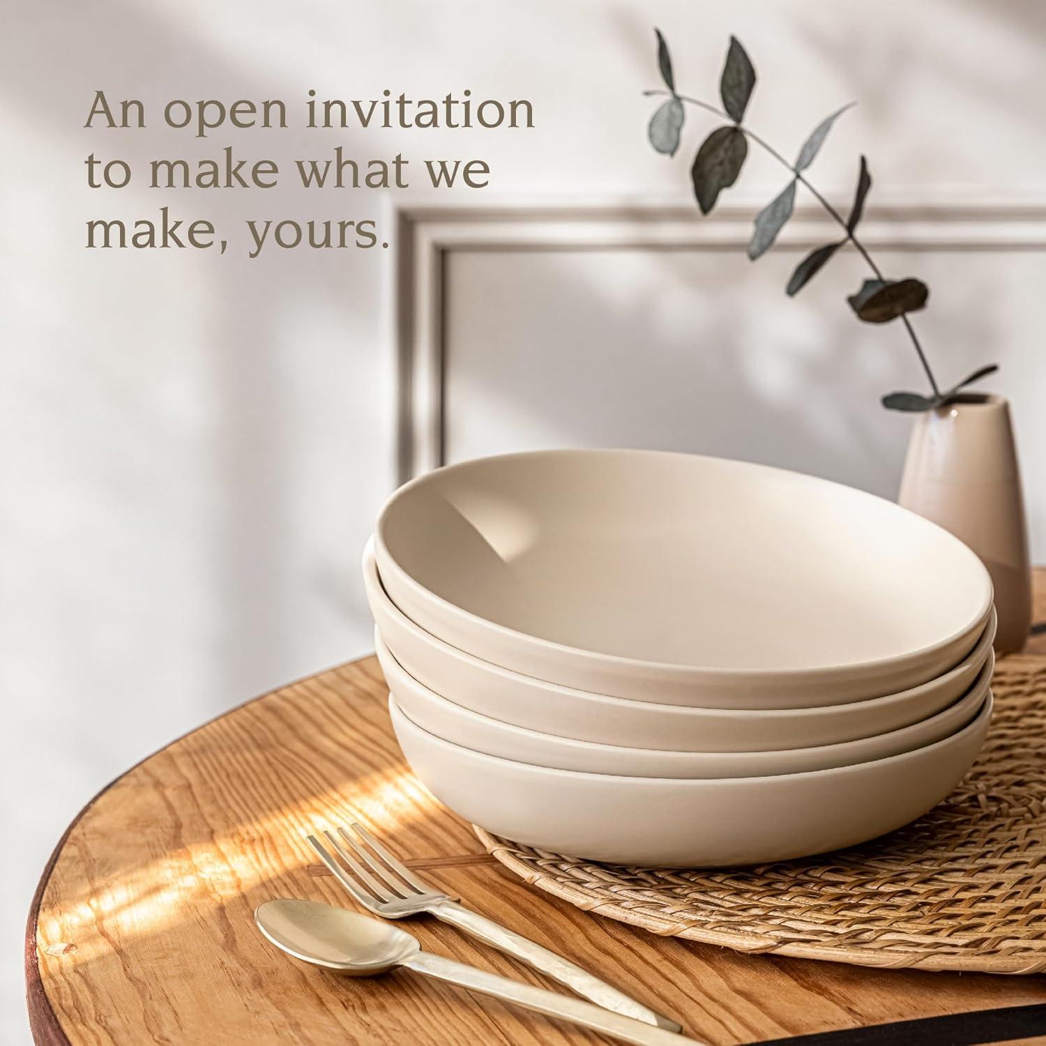 imageoverampampback Coupe Cereal Bowl Set  Stoneware Dishes  Comes with 4 Cereal Bowls  EasytoStack Breakfast Place Settings  6quot x 6quot x 26quot  25oz  SemiMatte WhiteIvory