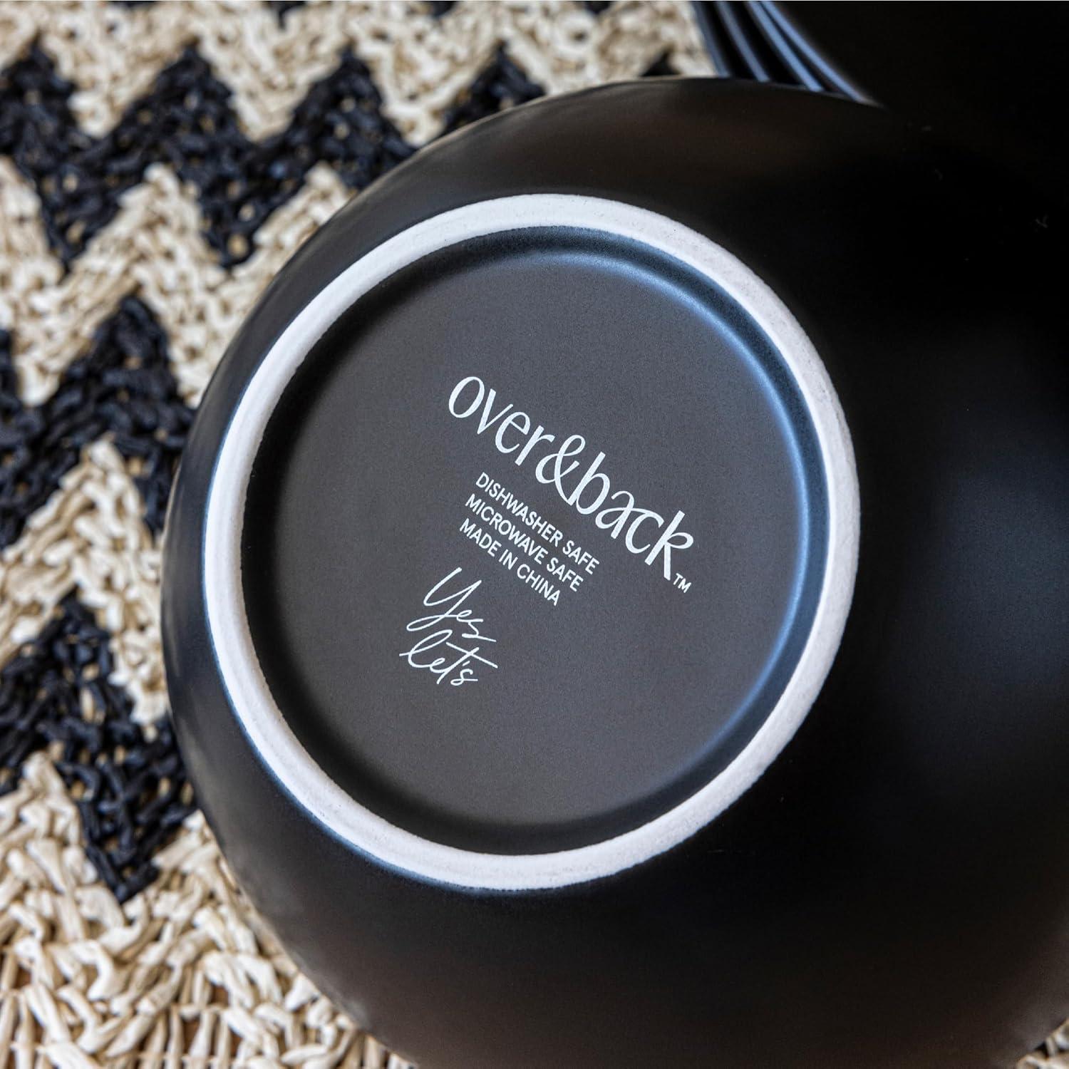 imageoverampampback Coupe Cereal Bowl Set  Stoneware Dishes  Comes with 4 Cereal Bowls  EasytoStack Breakfast Place Settings  6quot x 6quot x 26quot  25oz  SemiMatte WhiteBlack