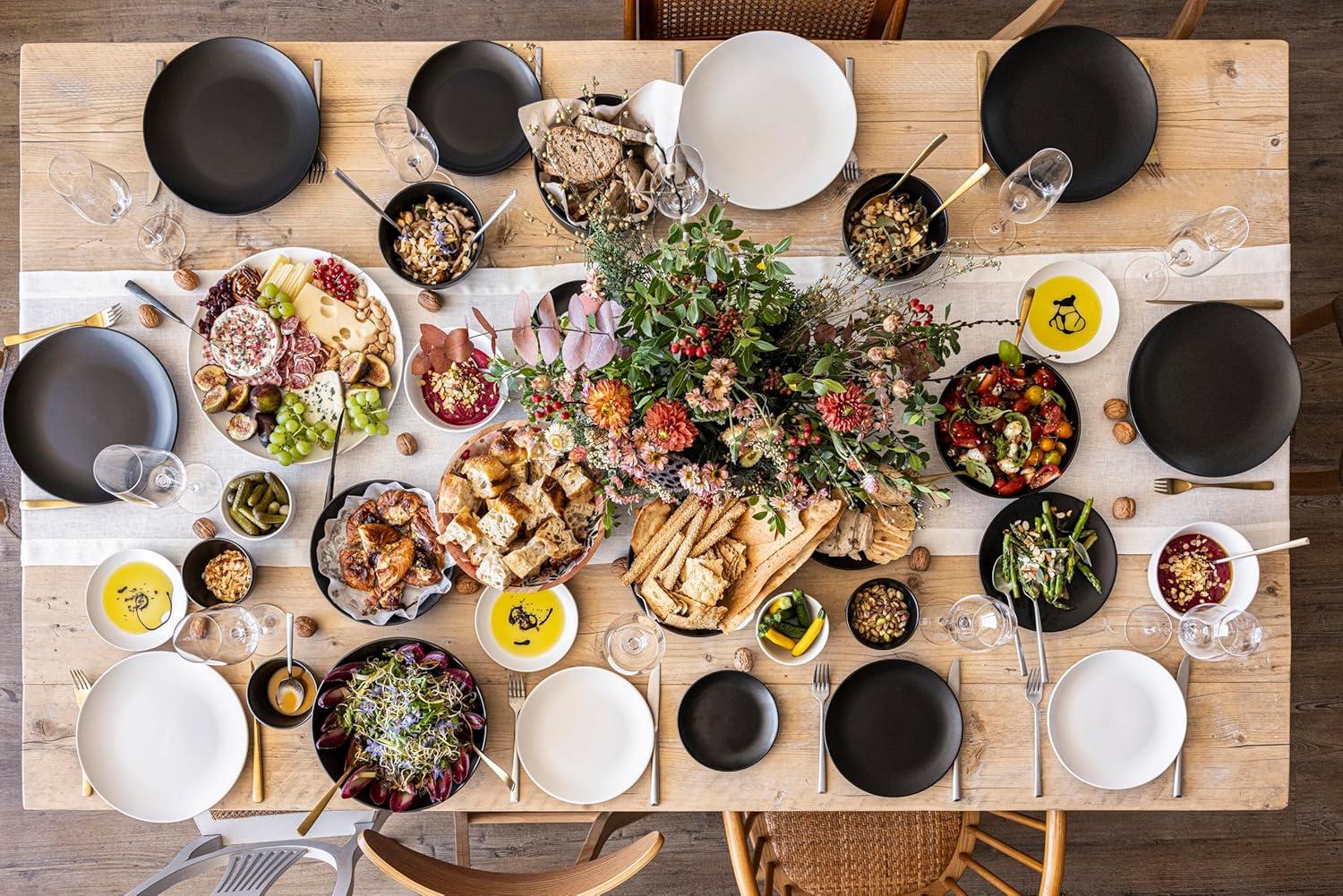 imageoverampampback Coupe Cereal Bowl Set  Stoneware Dishes  Comes with 4 Cereal Bowls  EasytoStack Breakfast Place Settings  6quot x 6quot x 26quot  25oz  SemiMatte WhiteBlack