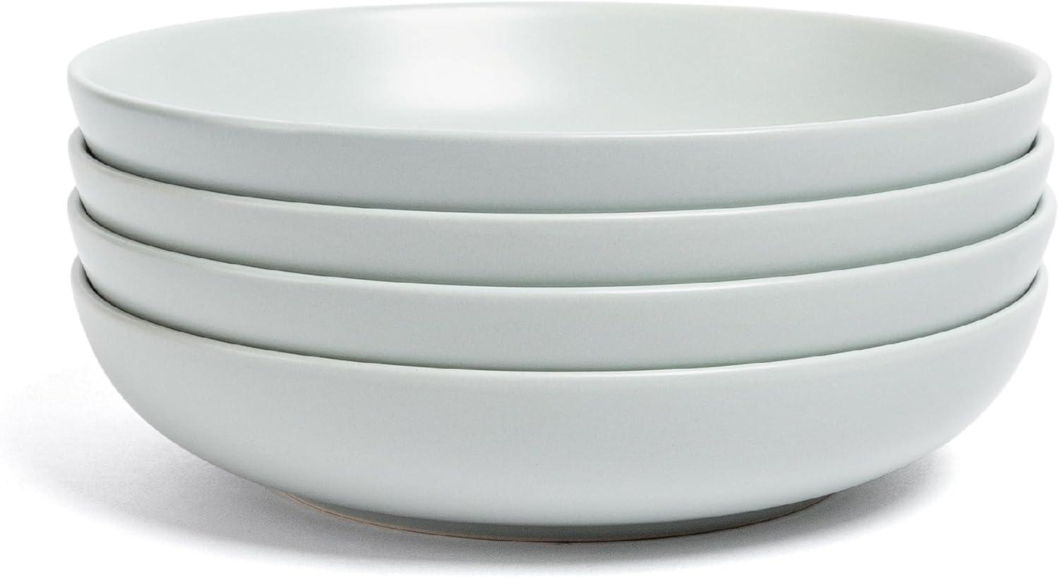 imageoverampampback Coupe Cereal Bowl Set  Stoneware Dishes  Comes with 4 Cereal Bowls  EasytoStack Breakfast Place Settings  6quot x 6quot x 26quot  25oz  SemiMatte WhiteFog Blue